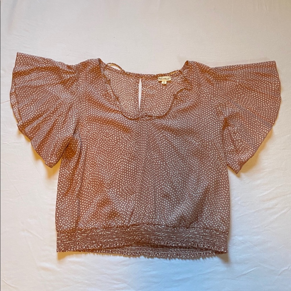 Hem & Thread Sinched Patterned Blouse